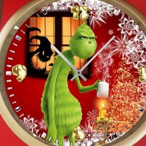 Grinch coffee clock